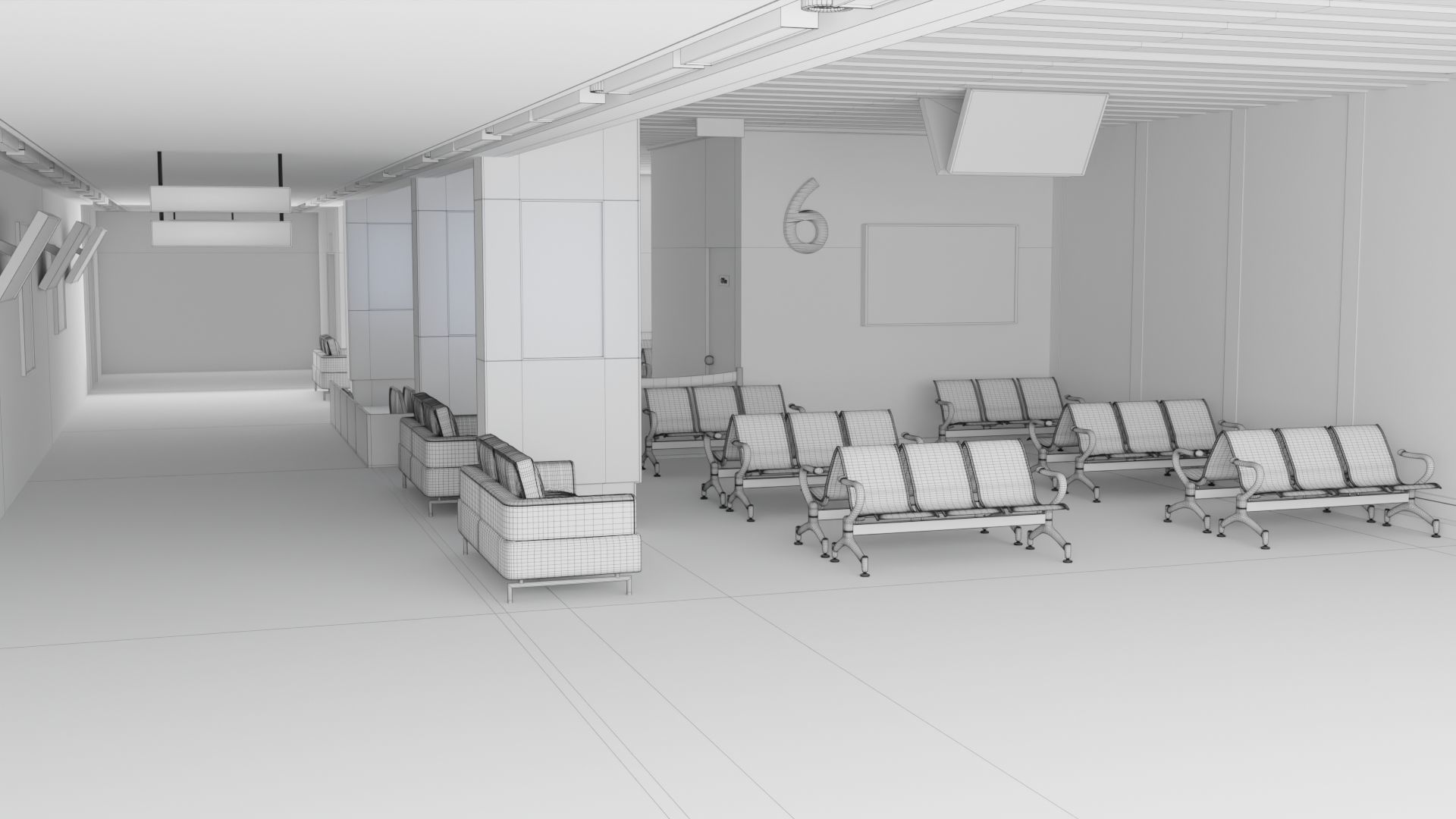 Airport Interior Scene Low-poly 3D model_10