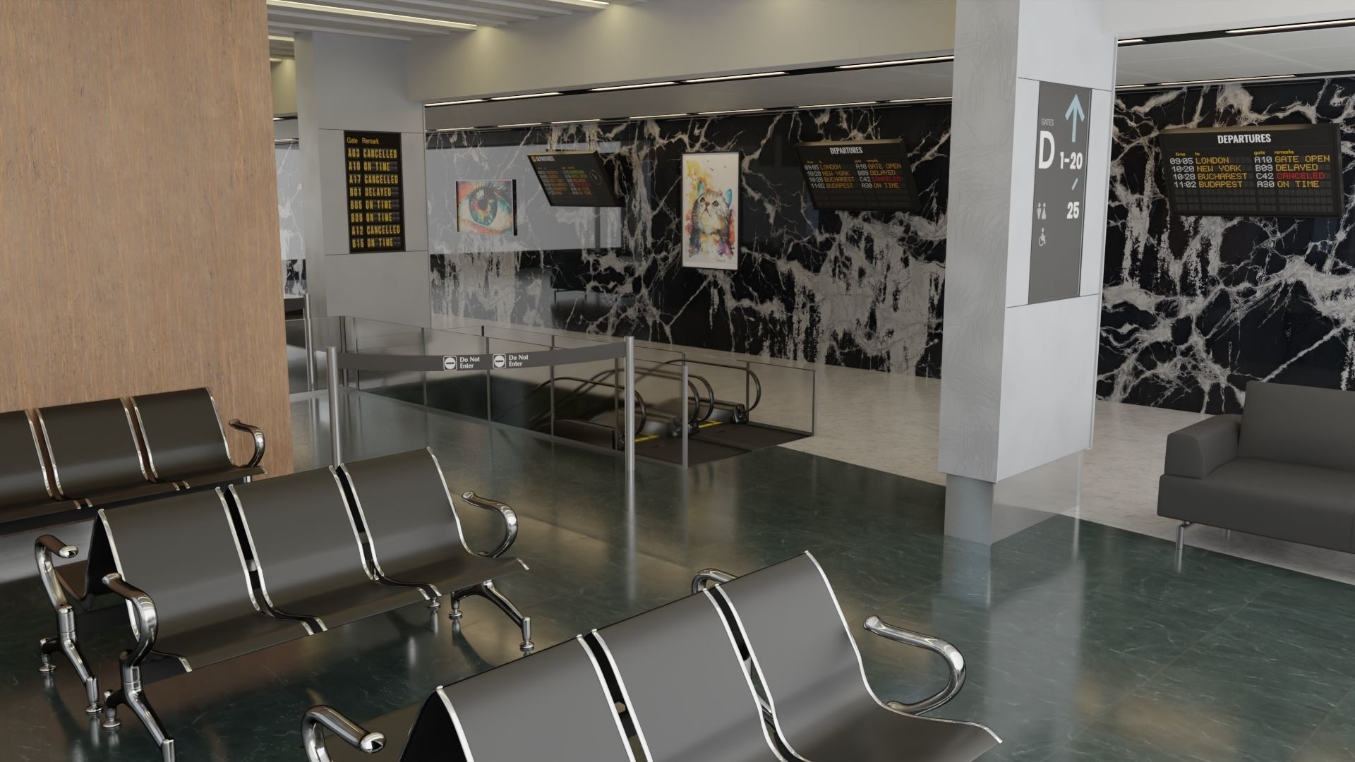 Airport Interior Scene Low-poly 3D model_8