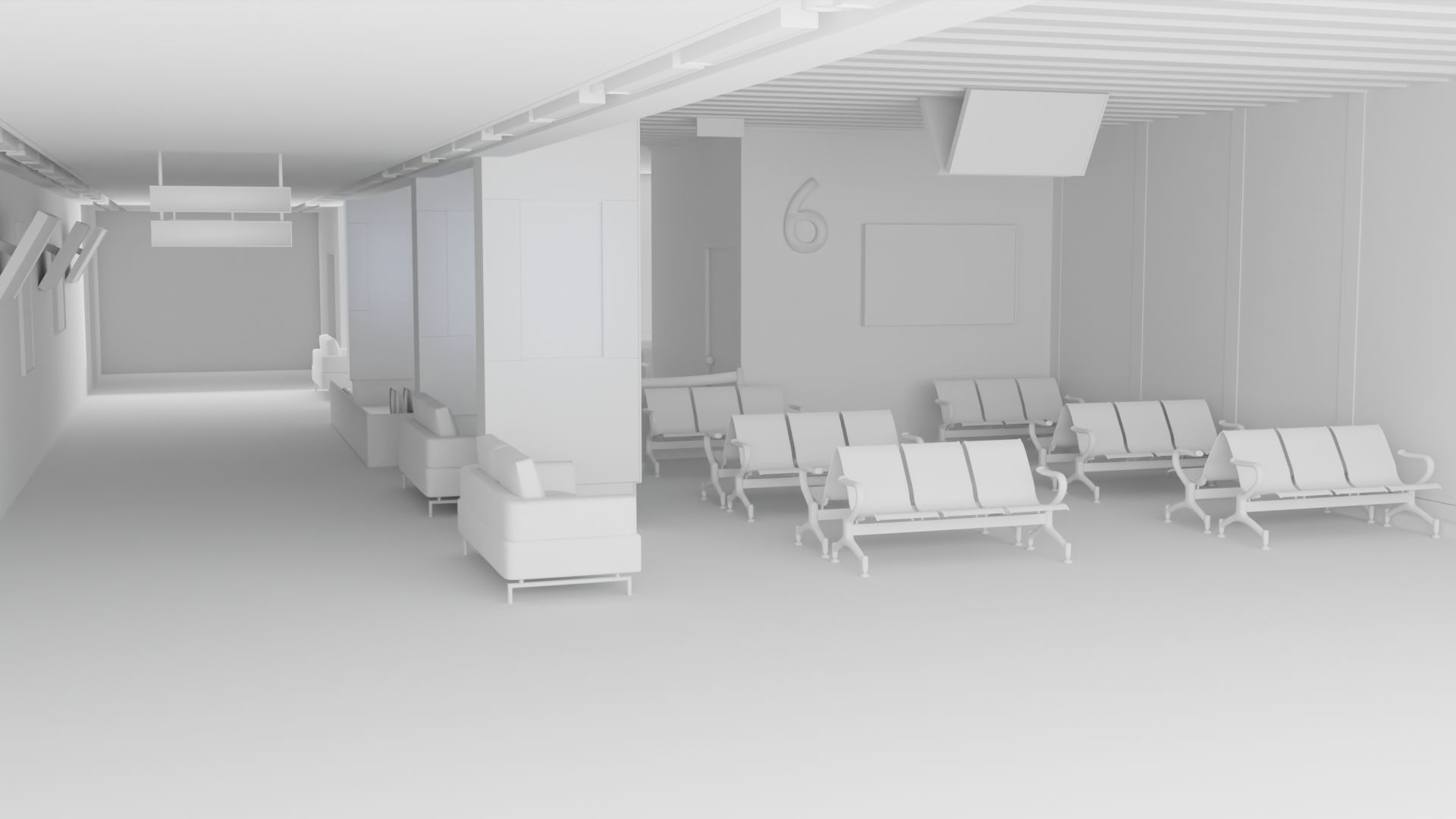 Airport Interior Scene Low-poly 3D model_9