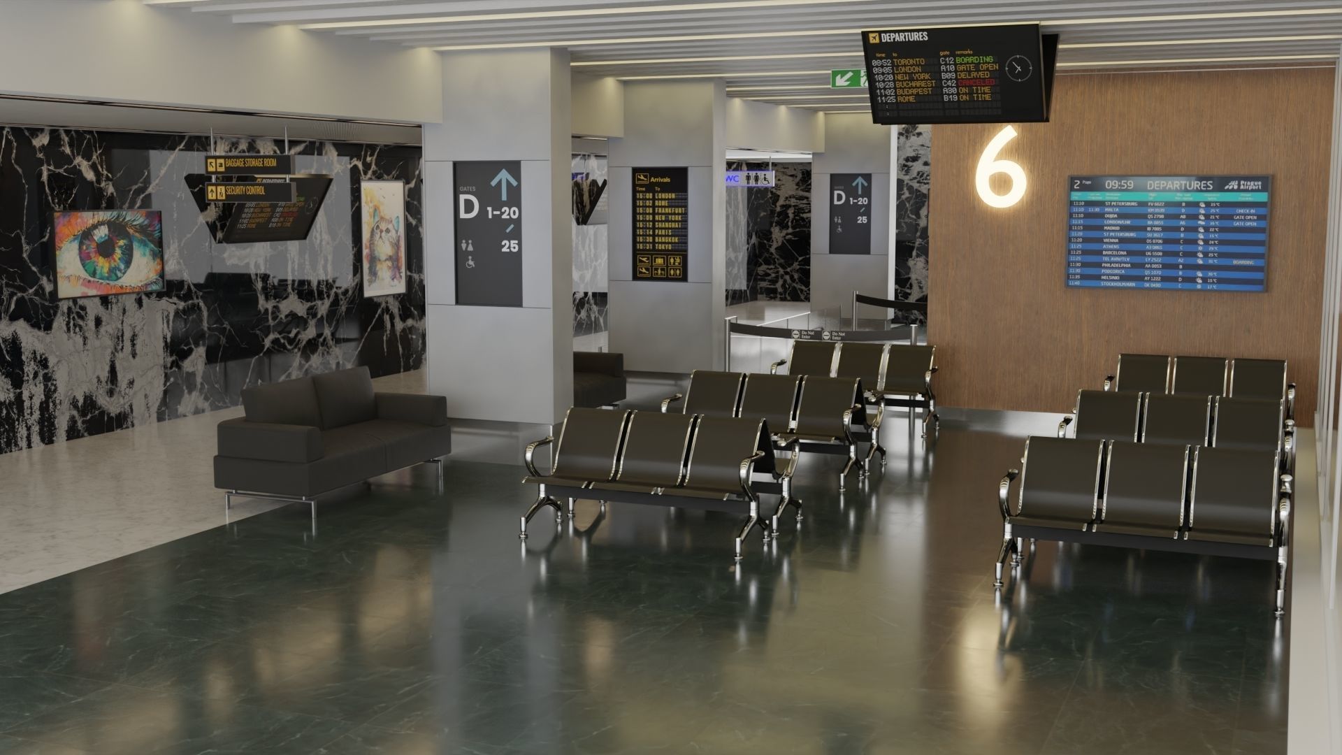 Airport Interior Scene Low-poly 3D model_2
