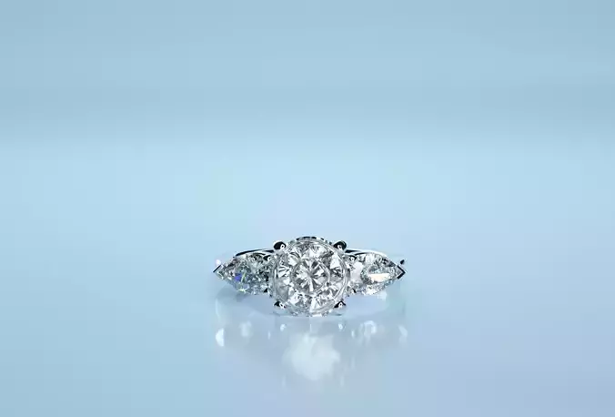 Circle Two Stone Pear Ring 3D print model