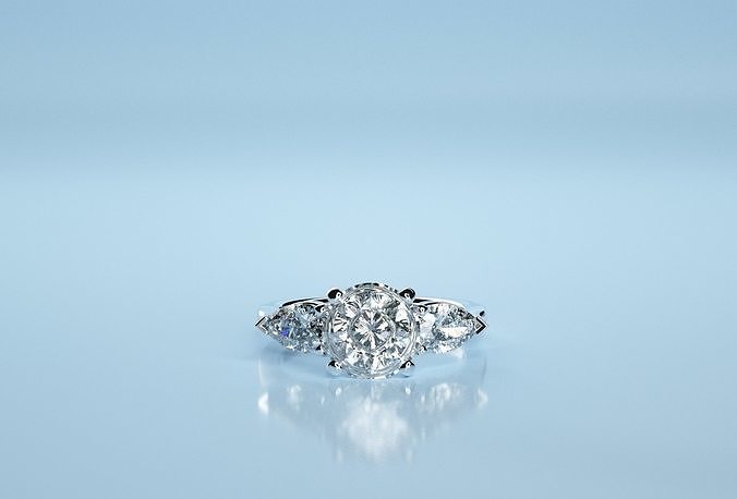 Circle Two Stone Pear Ring 3D print model