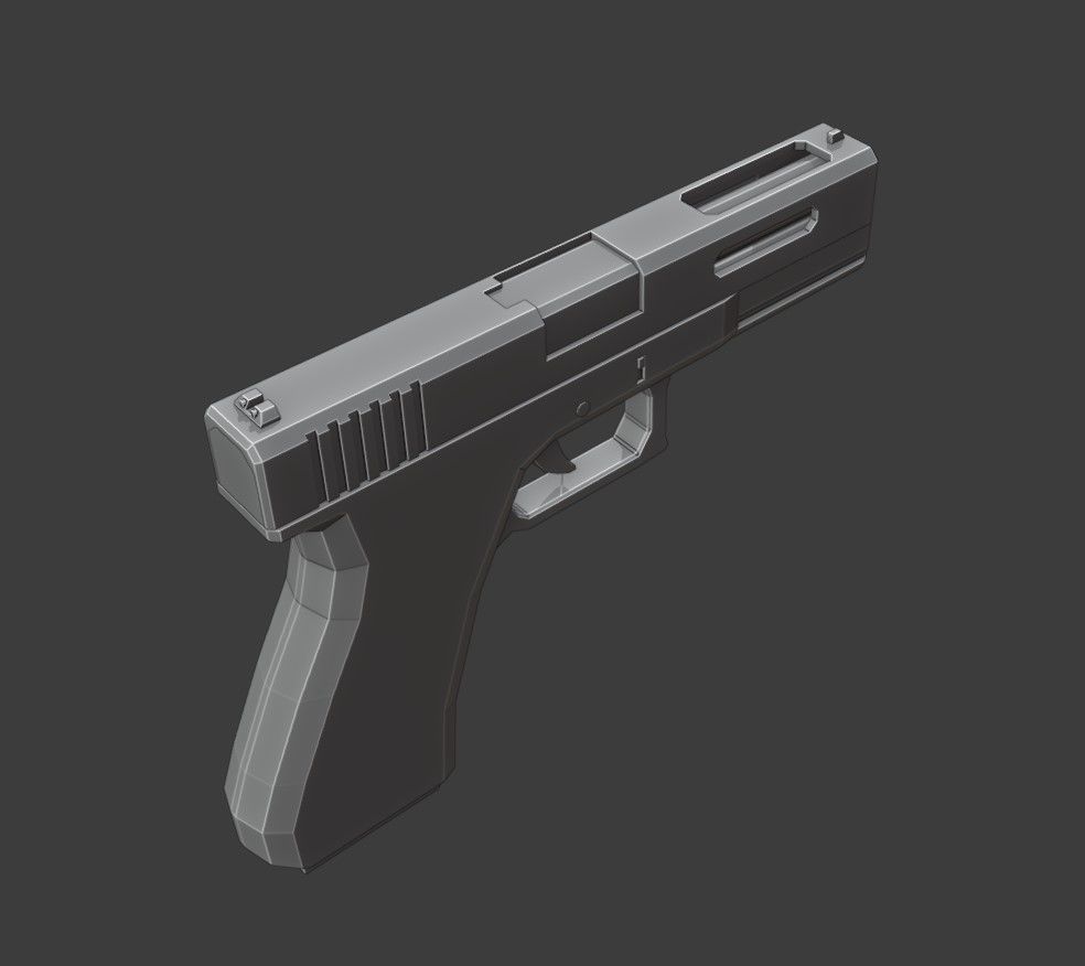 Custom Pistol Low Poly Low-poly 3D model_12