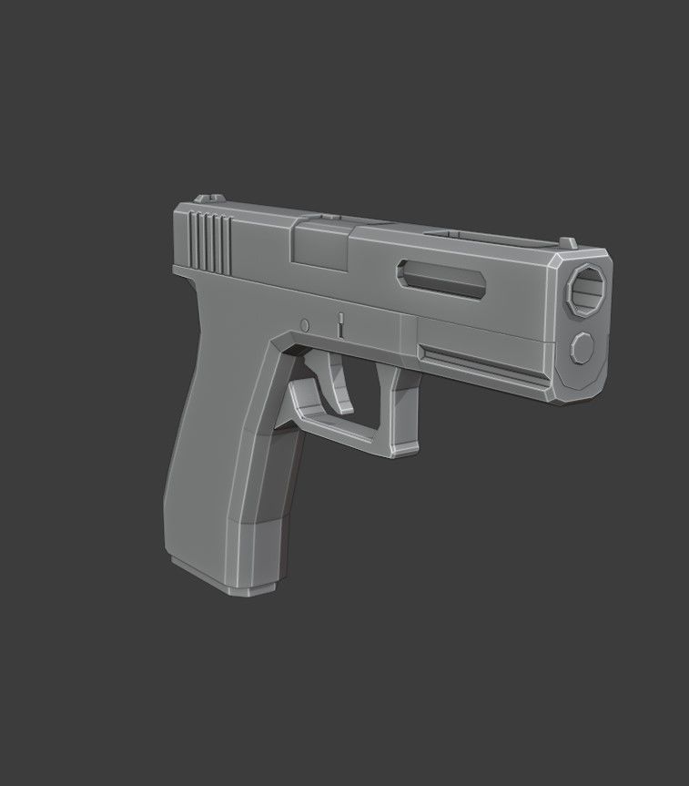 Custom Pistol Low Poly Low-poly 3D model_13