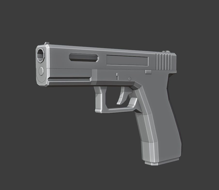 Custom Pistol Low Poly Low-poly 3D model_14