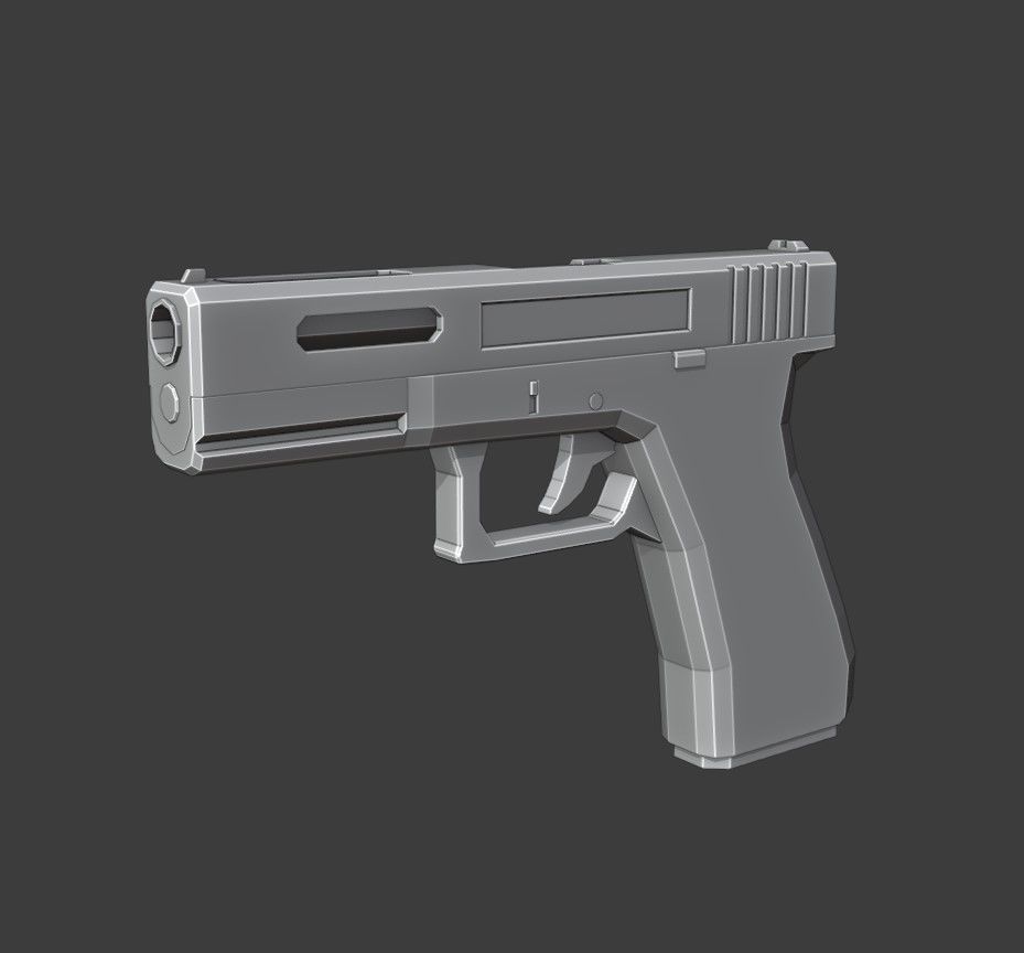Custom Pistol Low Poly Low-poly 3D model_11