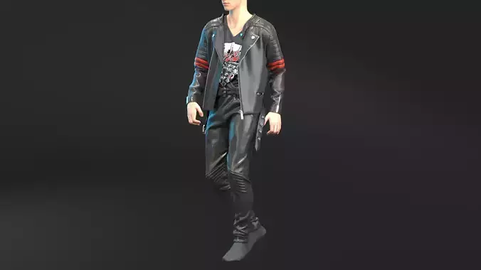 Male Leather Biker Outfit 