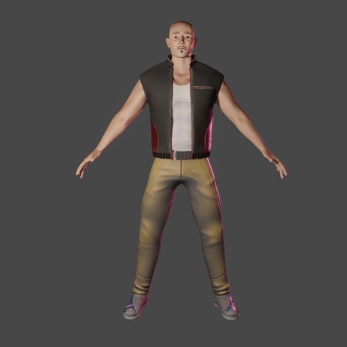 Human bold character and vest Free low-poly 3D model