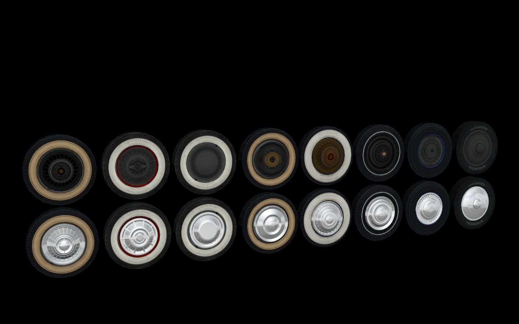 Detailed hubcaps from the Mafia 2 game Low-poly 3D model_1