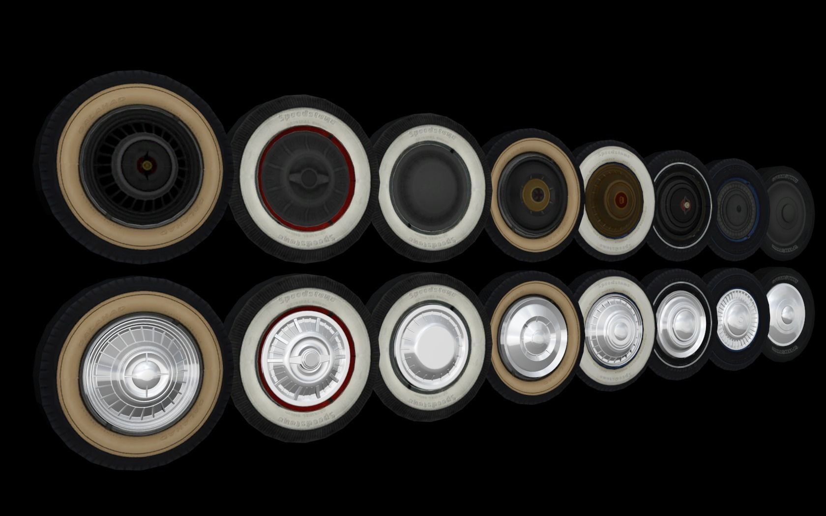 Detailed hubcaps from the Mafia 2 game Low-poly 3D model_0