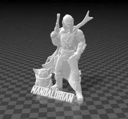 Mandaloroc with baby yoda 3D print model_0