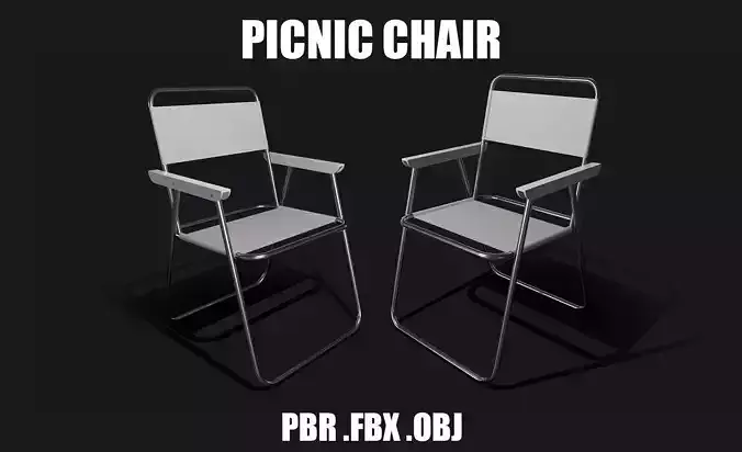 PBR Low Ploy Picnic Chair Low-poly 3D model