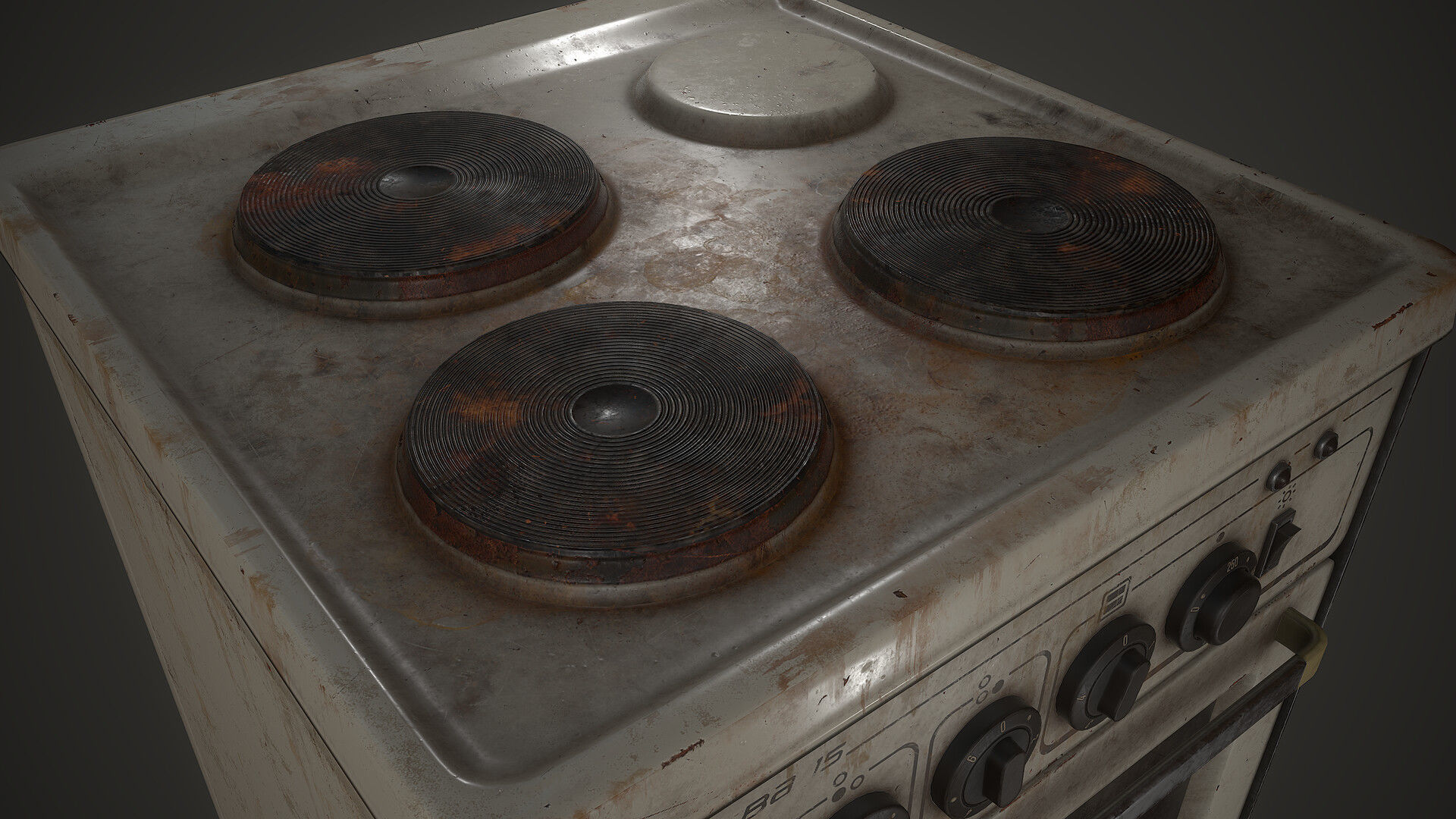 PBR Soviet Stove Low-poly 3D model_5