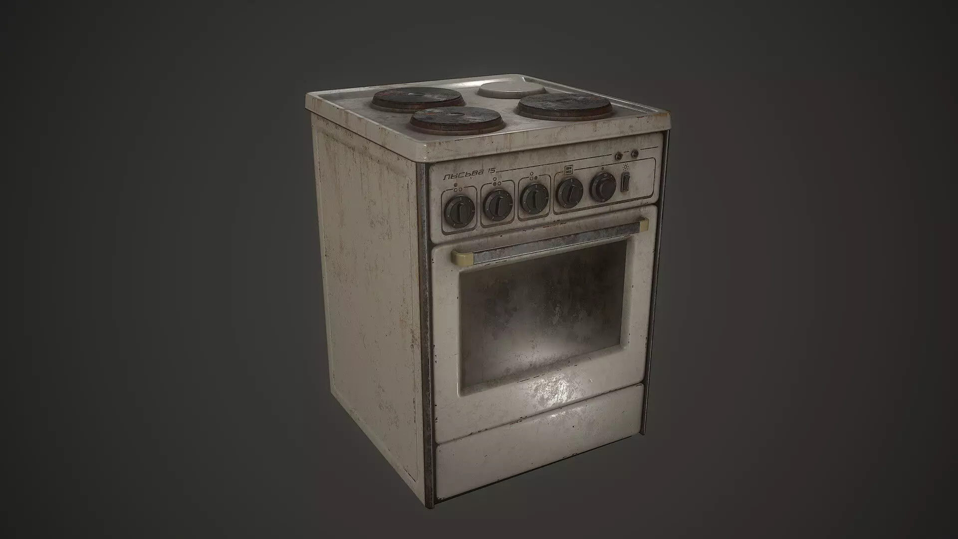 PBR Soviet Stove Low-poly 3D model_0