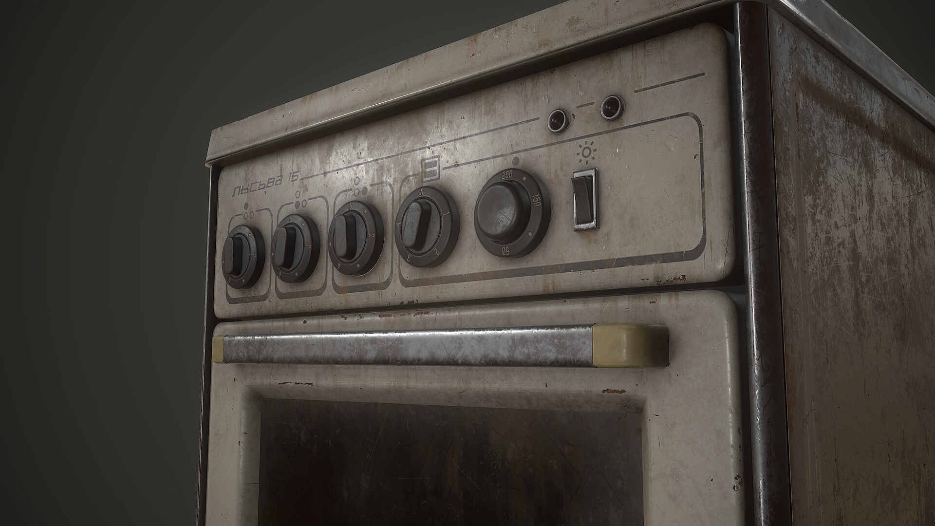 PBR Soviet Stove Low-poly 3D model_6