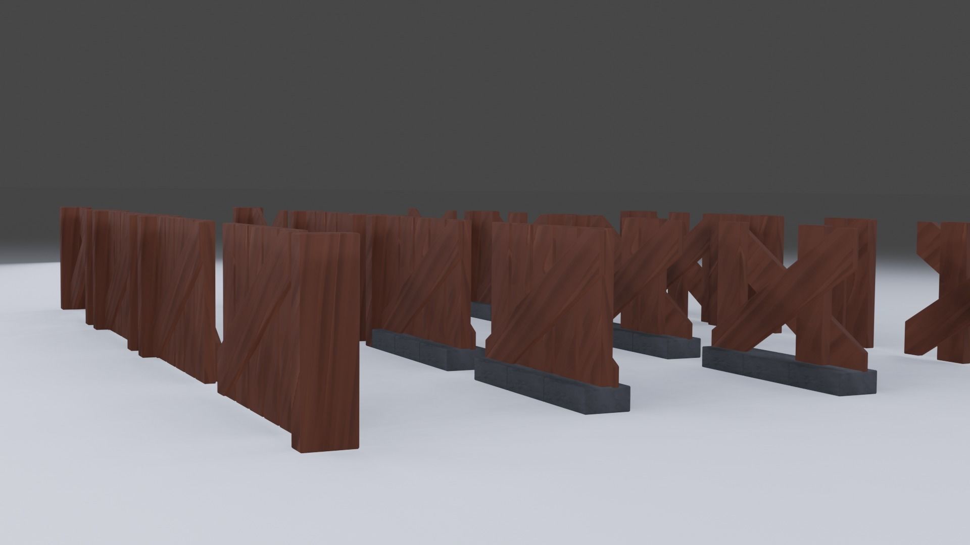 Modular Wood Fences Low-poly 3D model_4