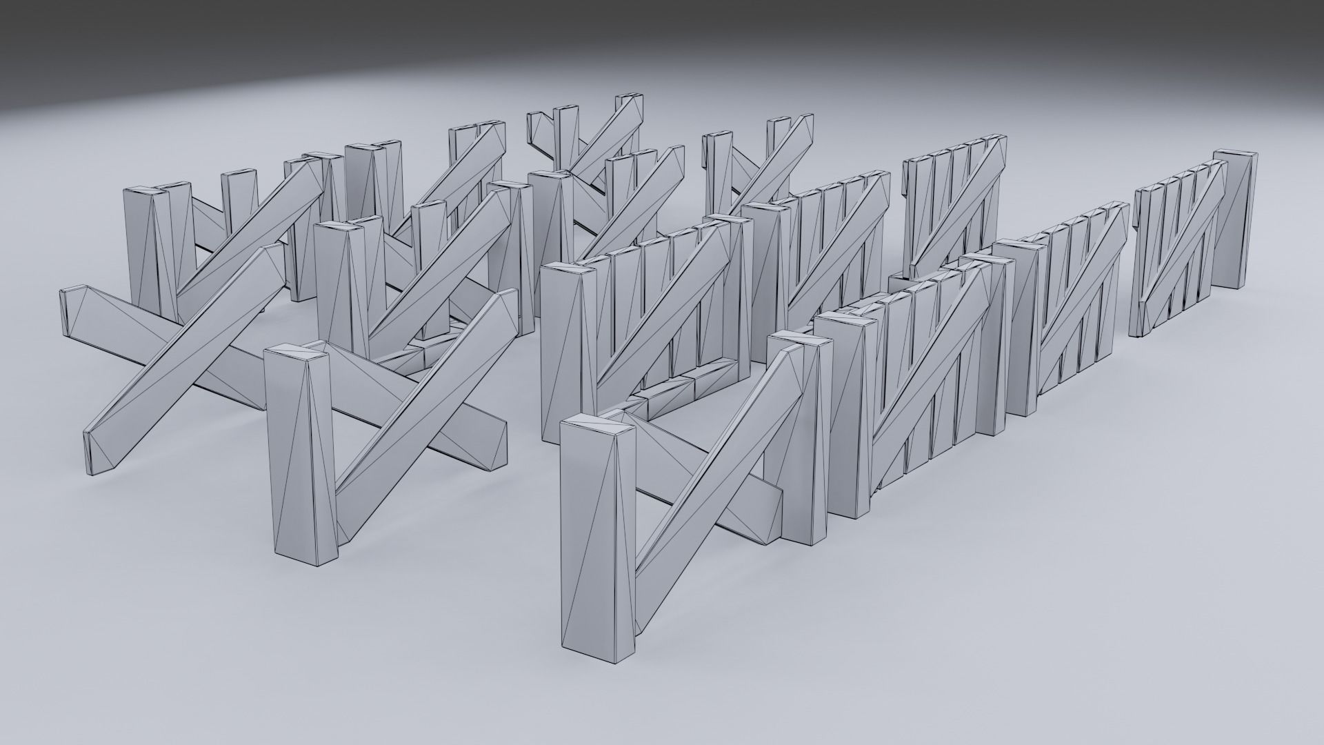 Modular Wood Fences Low-poly 3D model_6