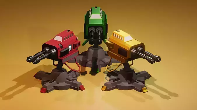 sci-fi turret low-poly