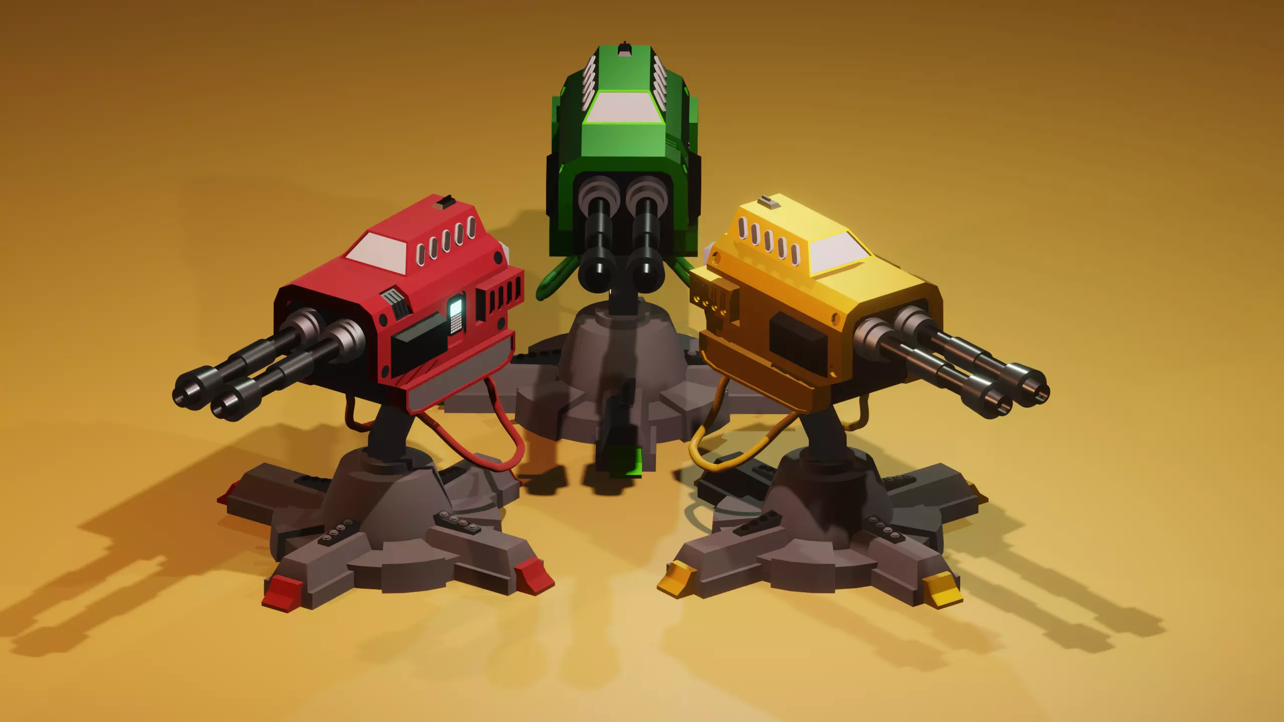 sci-fi turret low-poly Low-poly 3D model