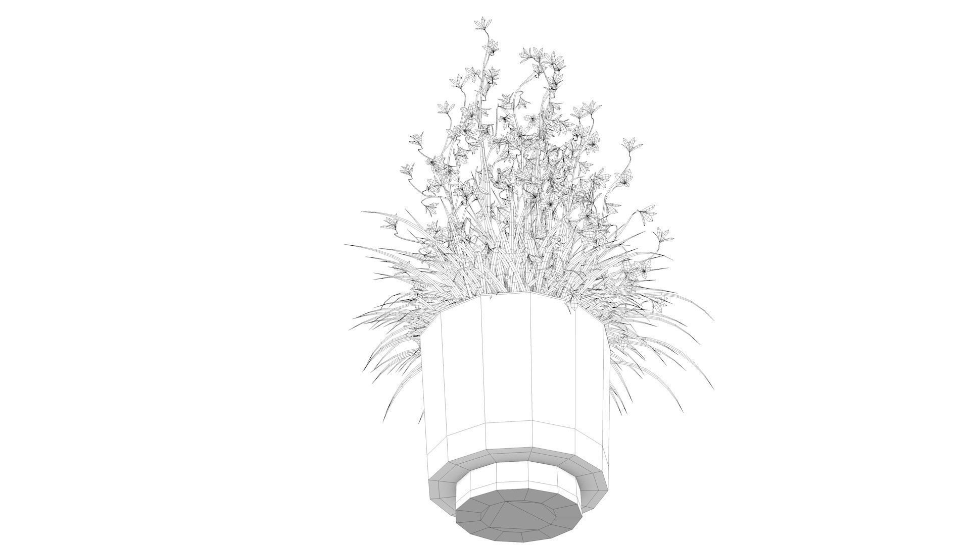 Flower and Pot Low-poly 3D model_10