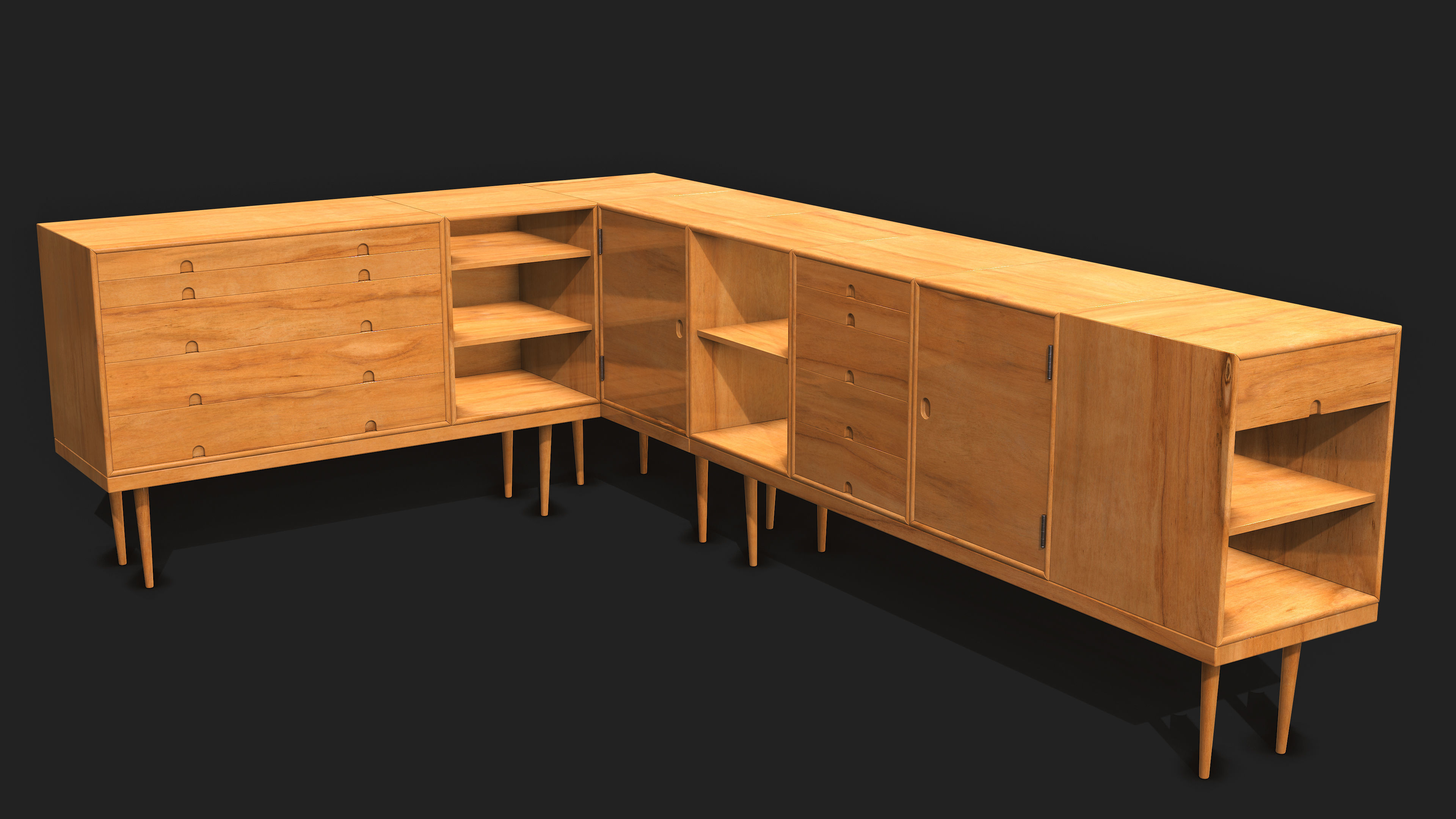 Modular furniture Low-poly 3D model_1