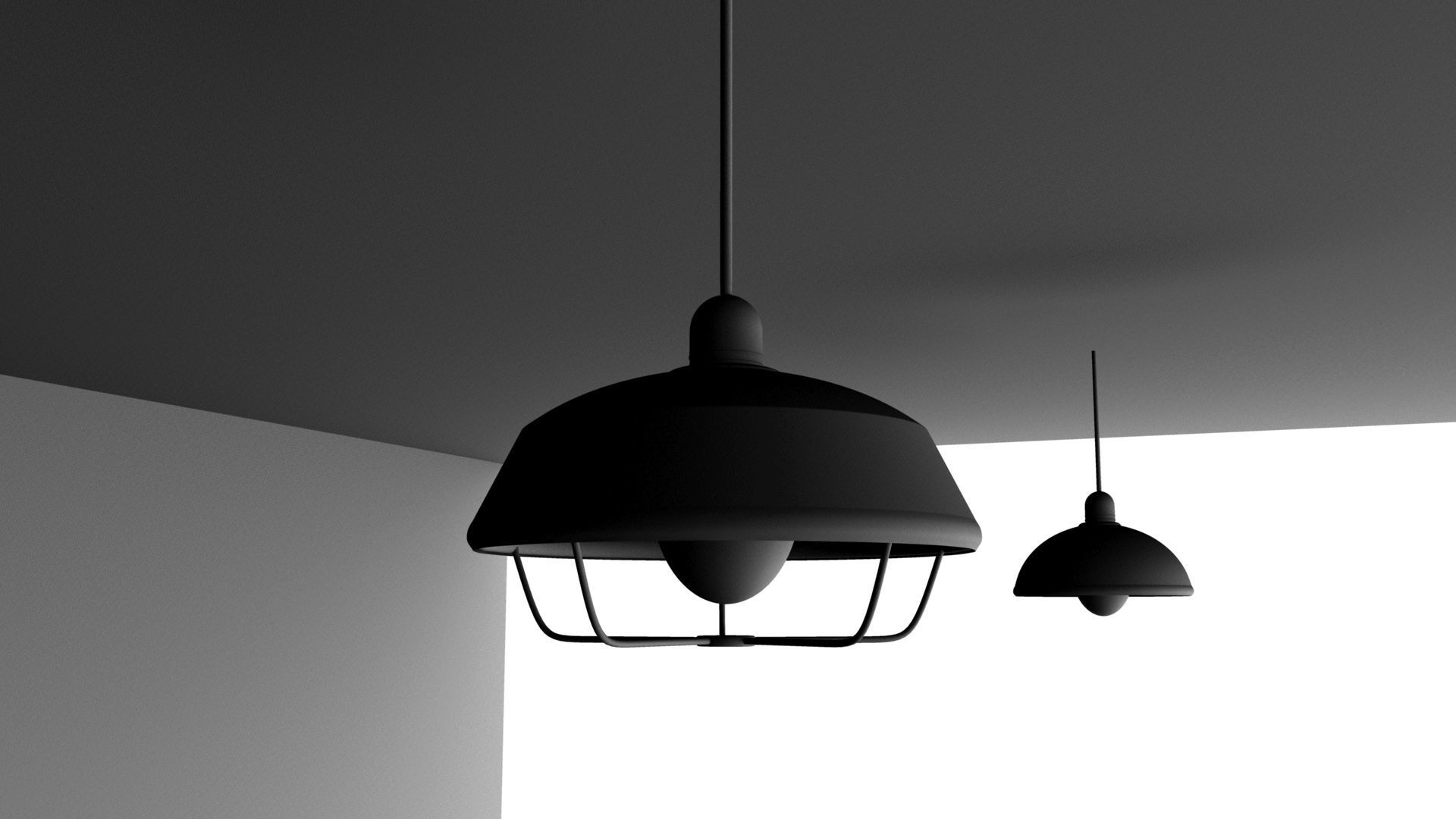 LIGHT two pendant lights hanging from ceiling 3D model_7