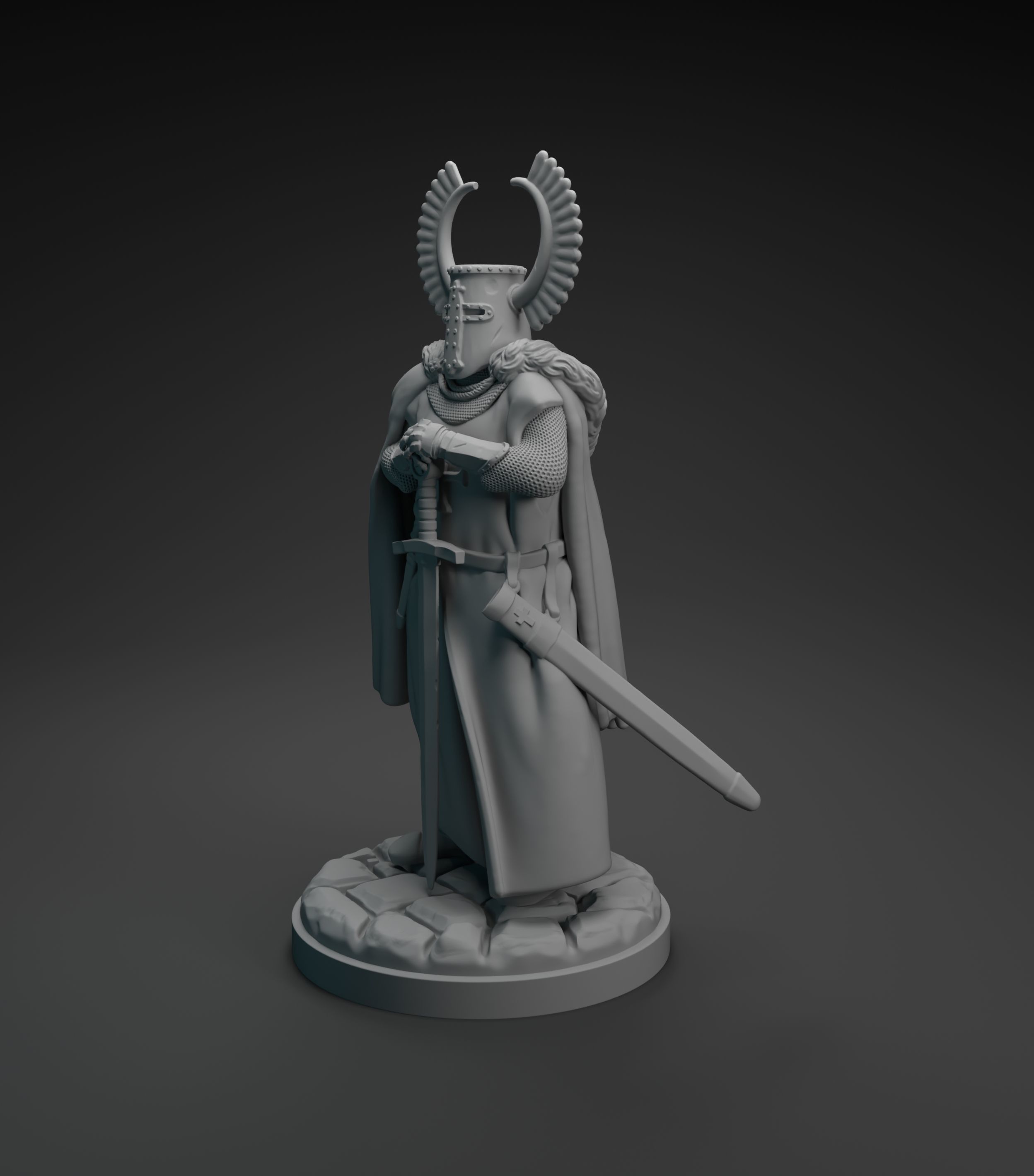 Teutonic knight standing intended for 3D printing 3D print model_1