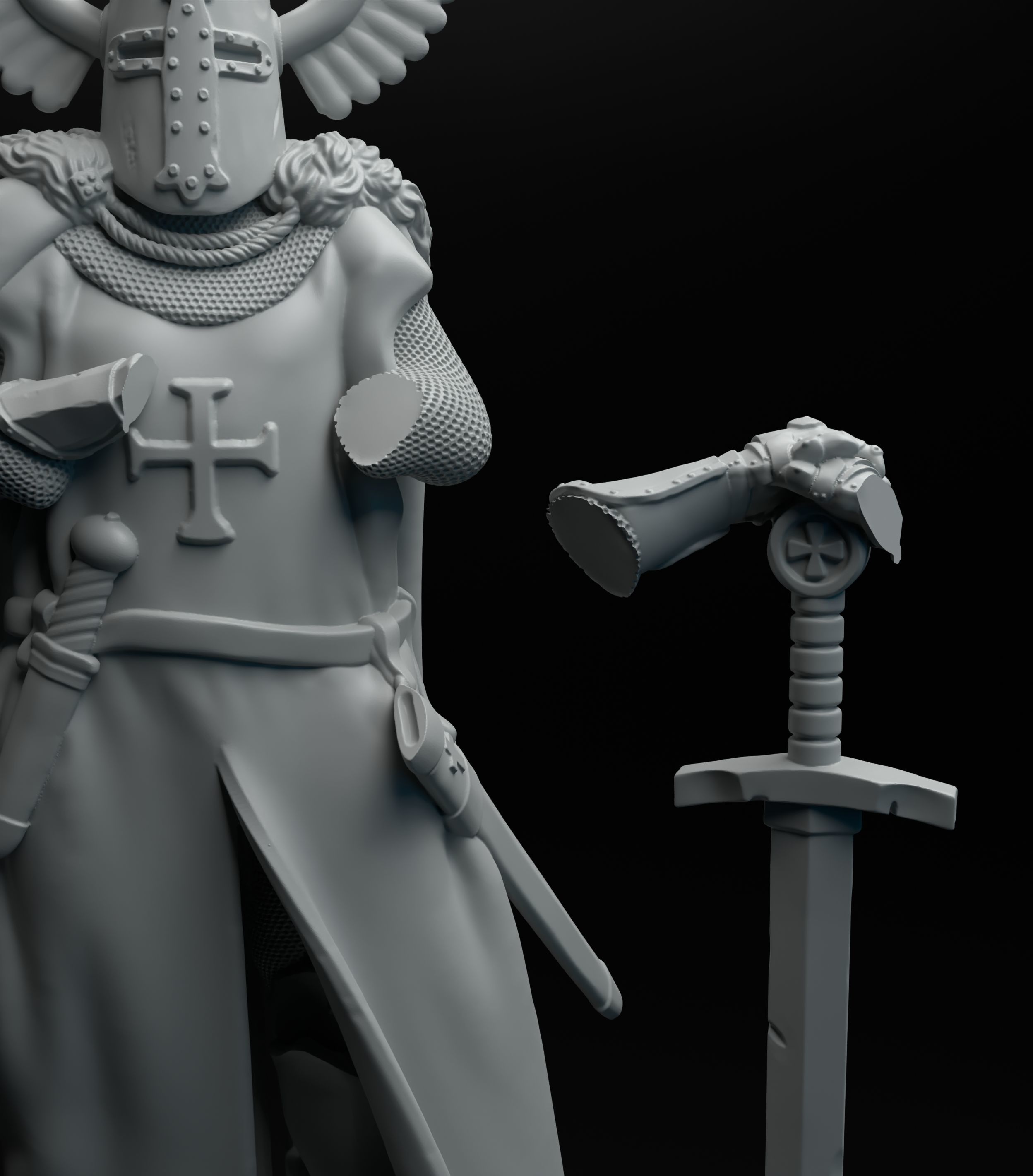 Teutonic knight standing intended for 3D printing 3D print model_12