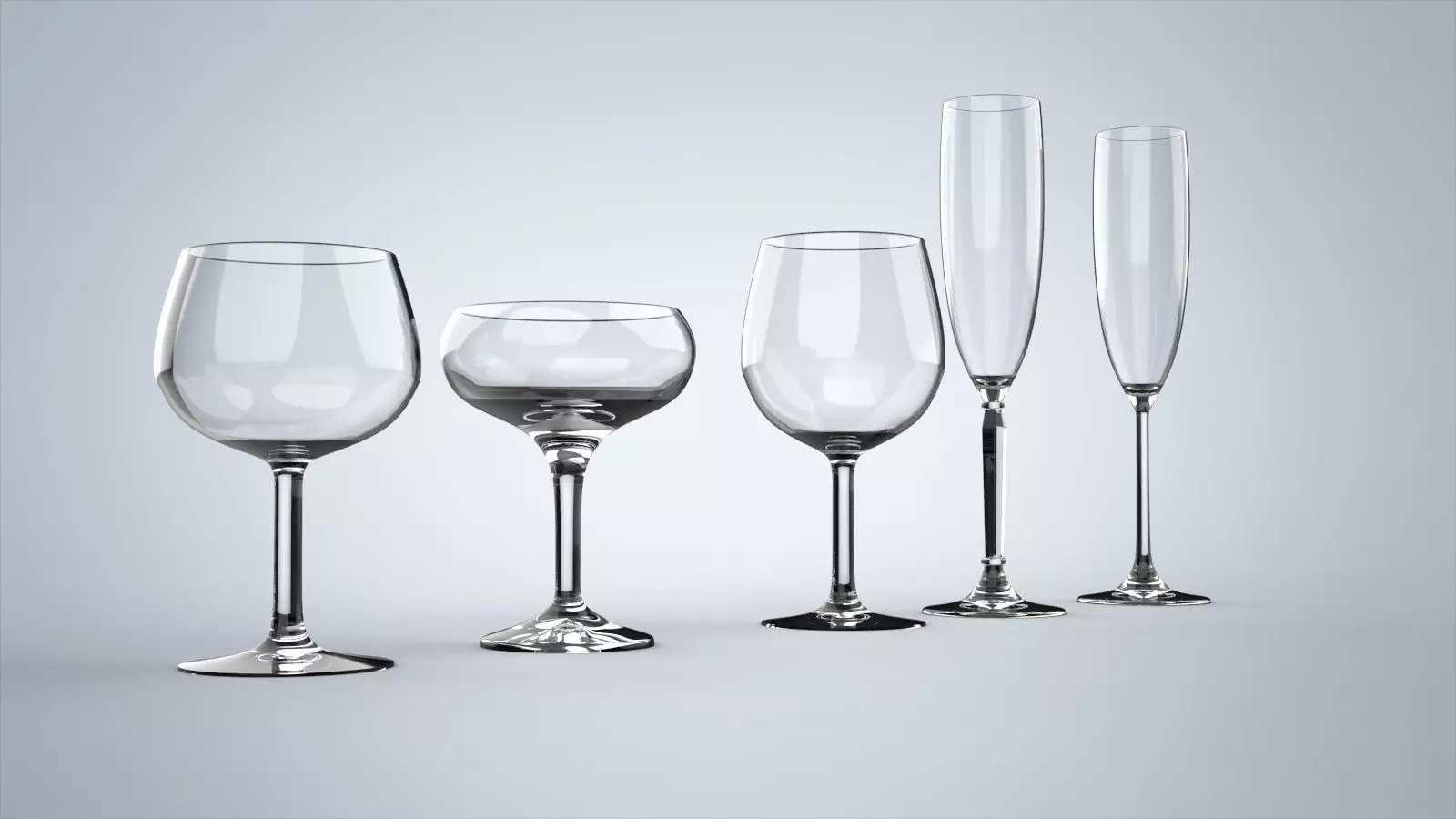 Glass set of five type of glass  3D model_0