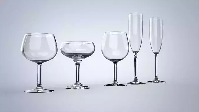 Glass set of five type of glass 