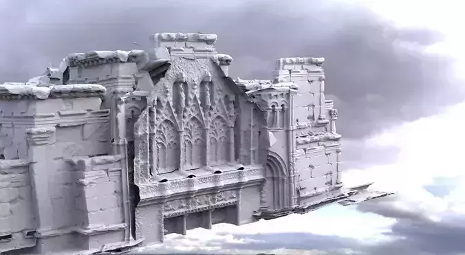 High fantasy cathedral Ruin side 3D model