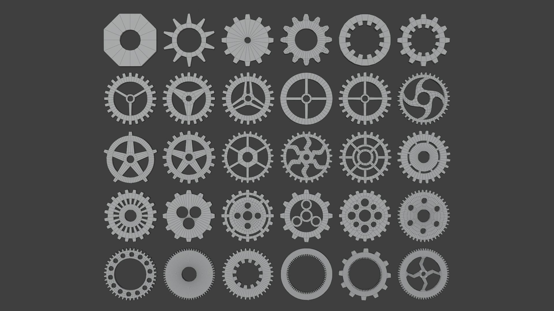 Gear Pack Low-poly 3D model_8