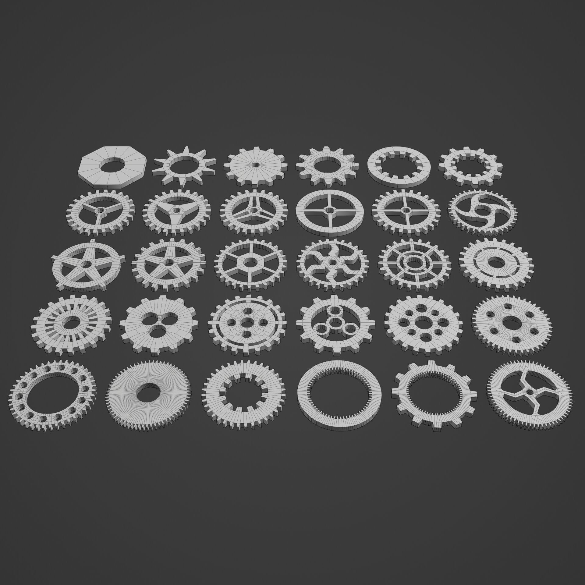 Gear Pack Low-poly 3D model_1