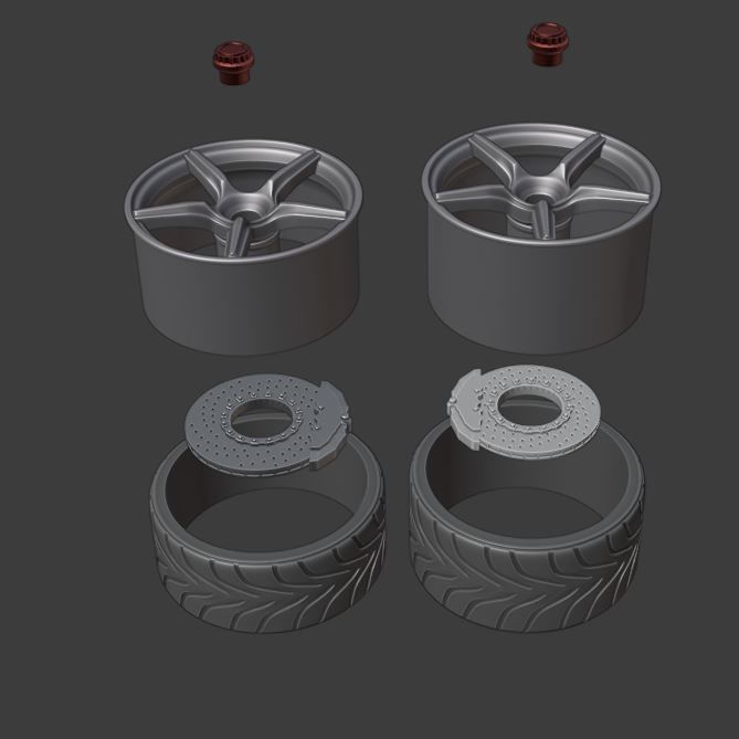 ULtra Light 5 spokes WHEEL SET FRONT AND REAR 3 3D print model_5