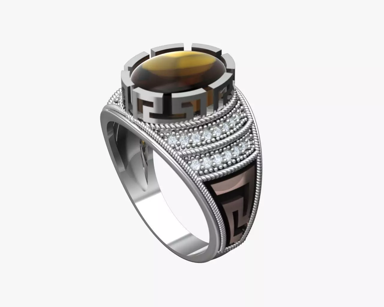 Turkish silver ring men 3D model_0
