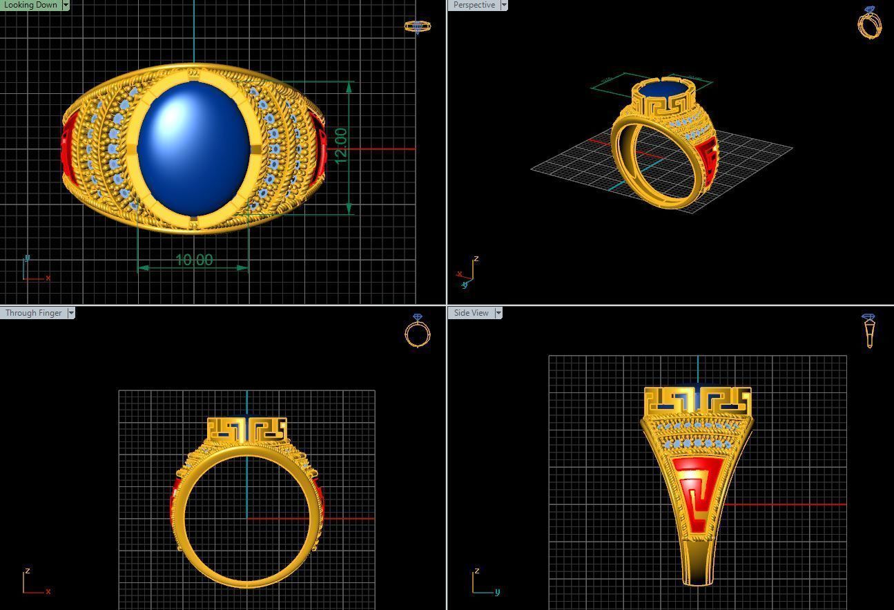 Turkish silver ring men 3D model_1