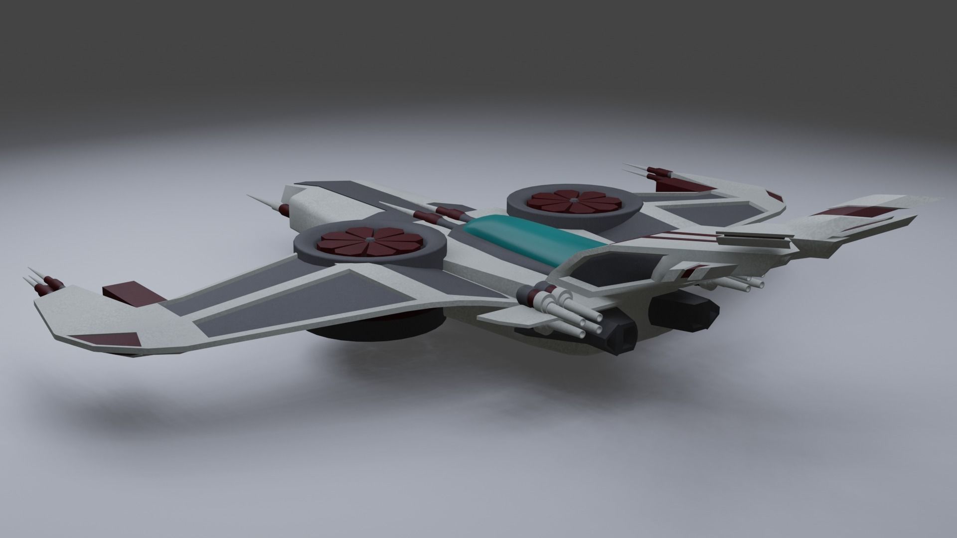Spaceship - Interceptor Low-poly 3D model_2