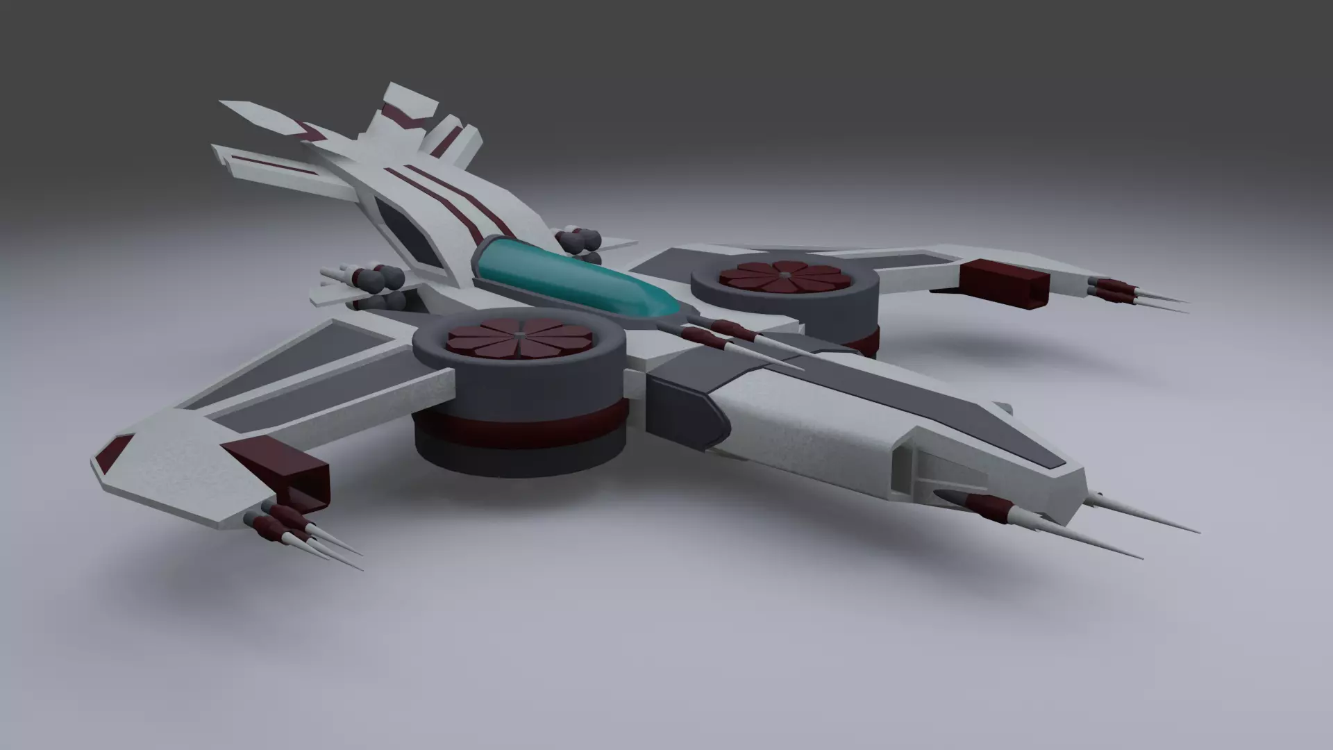 Spaceship - Interceptor Low-poly 3D model_0