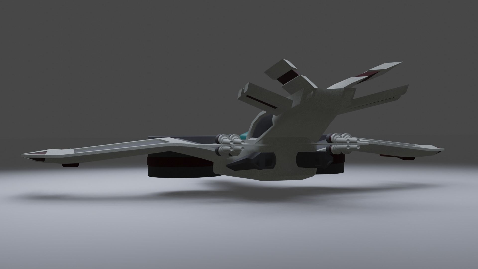 Spaceship - Interceptor Low-poly 3D model_4