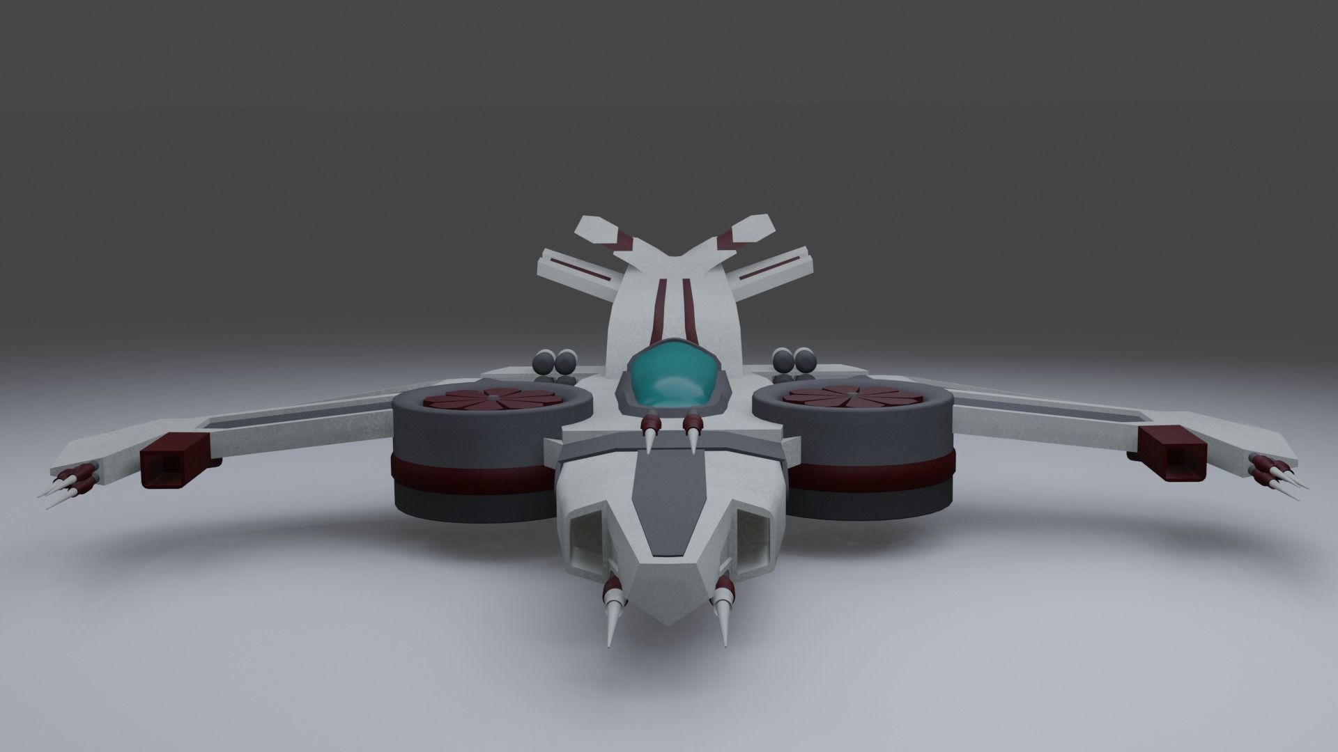 Spaceship - Interceptor Low-poly 3D model_5