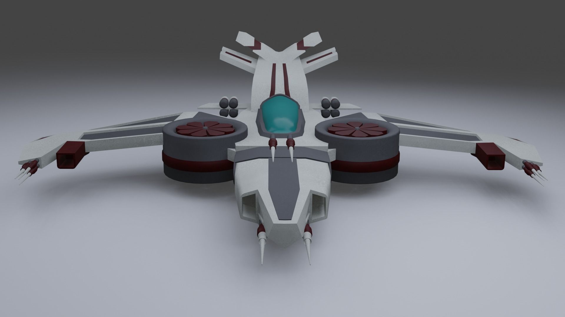 Spaceship - Interceptor Low-poly 3D model_3