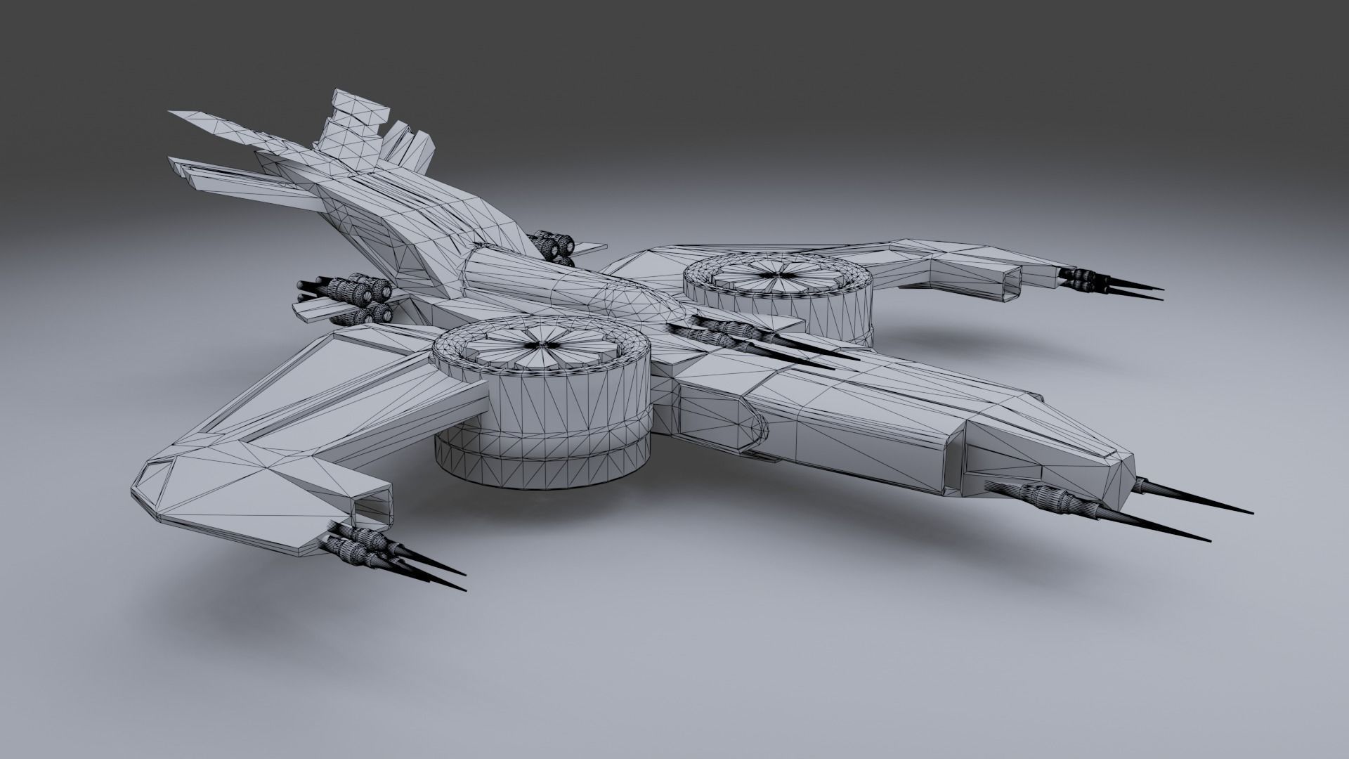 Spaceship - Interceptor Low-poly 3D model_7