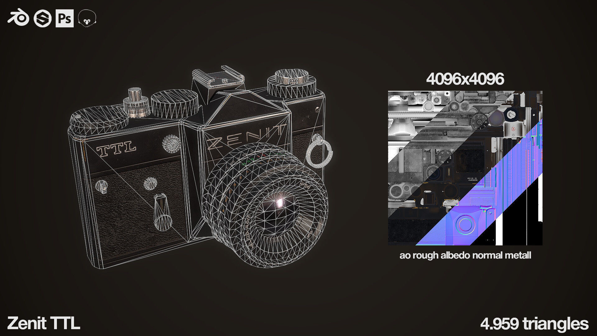 PBR Soviet Camera Low-poly 3D model_7