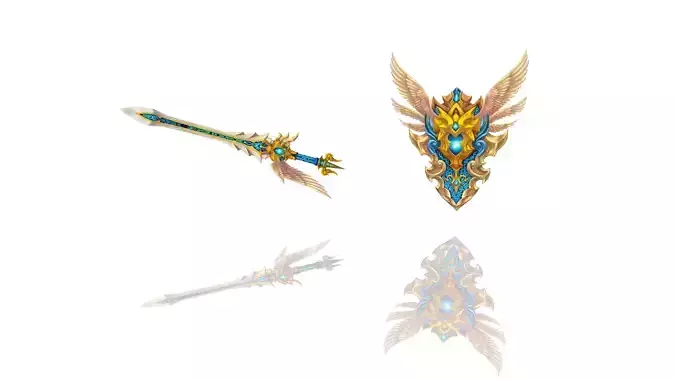 Angel - Sword and Shield Low-poly 3D model