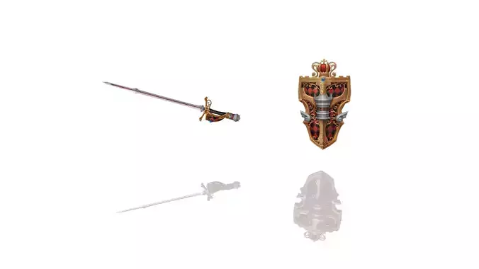 Crown Protector - Sword and Shield Low-poly 3D model