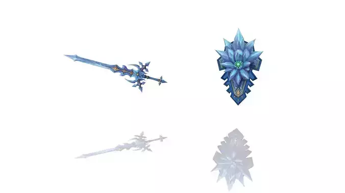 Crystal - Sword and Shield Low-poly 3D model