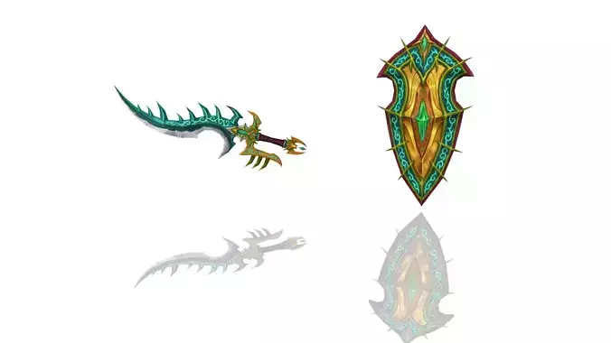 Cursed - Sword and Shield Low-poly 3D model