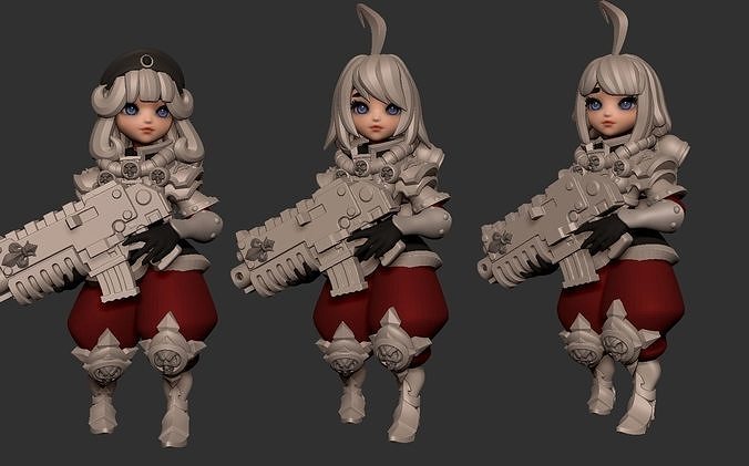Anime chibi space nuns megaset 3D print model