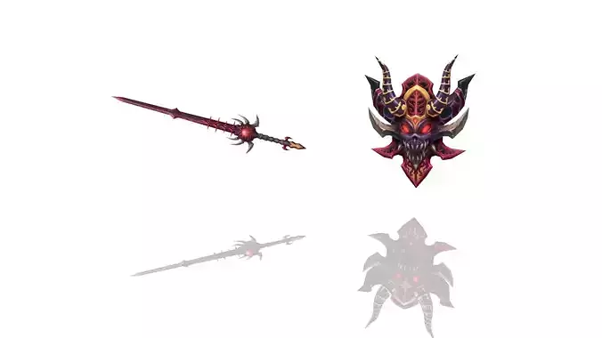 Demon - Sword and Shield Low-poly 3D model