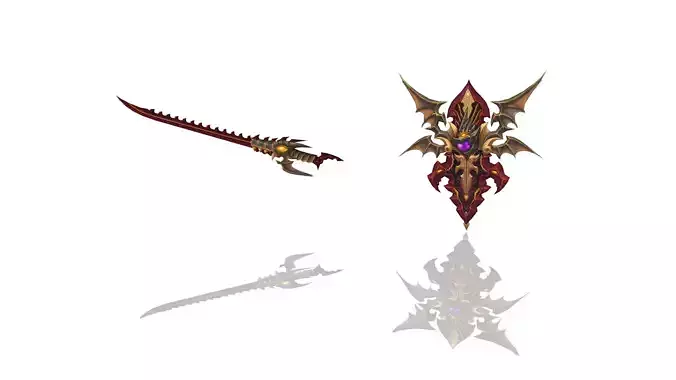 Dragon - Sword and Shield Low-poly 3D model